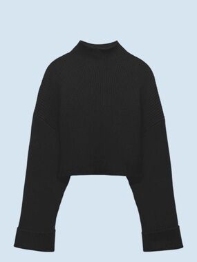 Zara Cropped Mock Neck Sweater - Women's Small